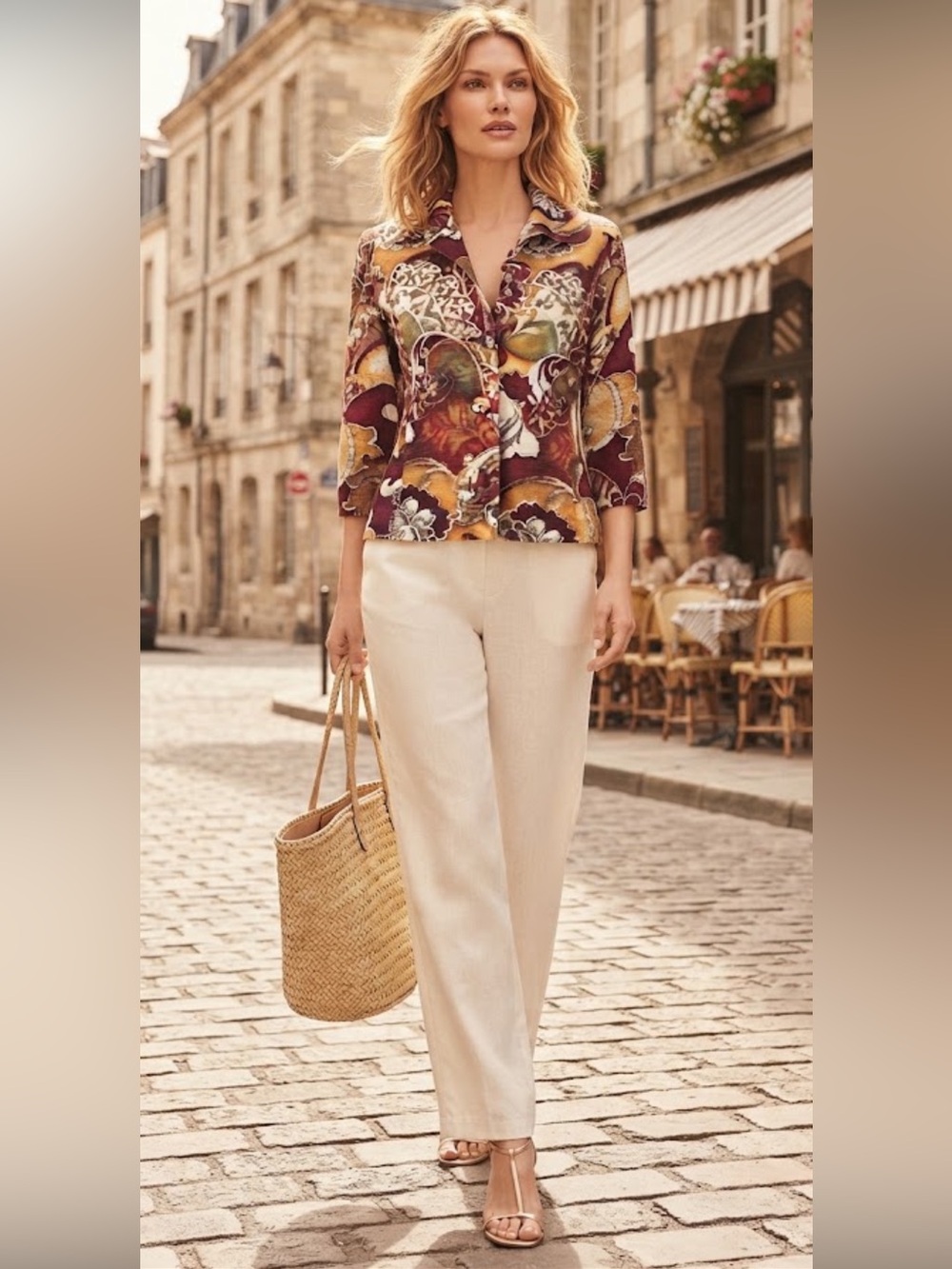 Chico's Artistic Paisley Print Silk Cotton Blouse Blazer - Picture 7 of 8